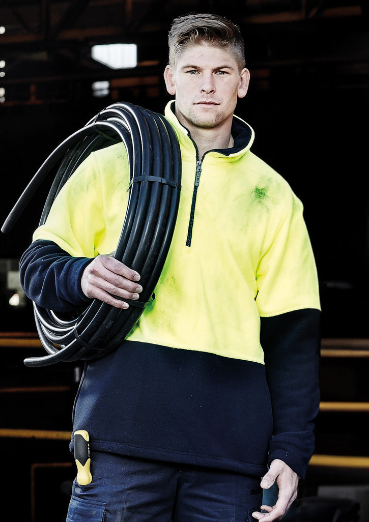 SYZMIK Unisex Hi Vis 1/2 Zip Polar Fleece Pullover ZT476